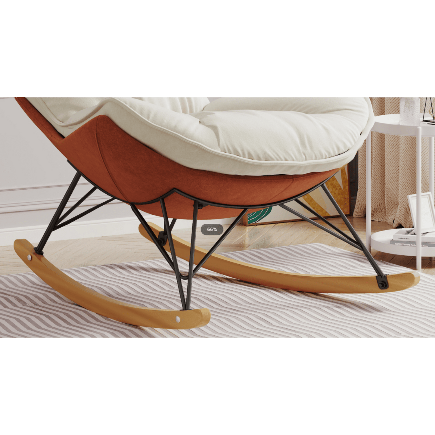 Light Luxury Single Rocking Chair for Balcony Leisure Area Comfortable Breathable Detachable Washable Cushion