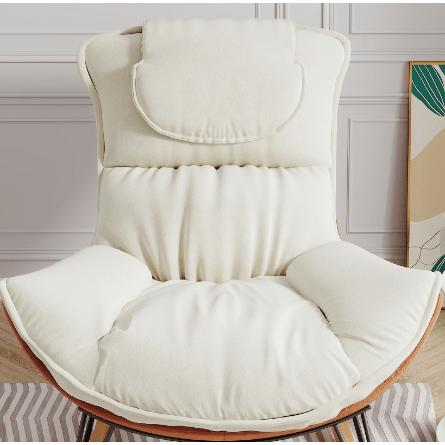 Light Luxury Single Rocking Chair for Balcony Leisure Area Comfortable Breathable Detachable Washable Cushion