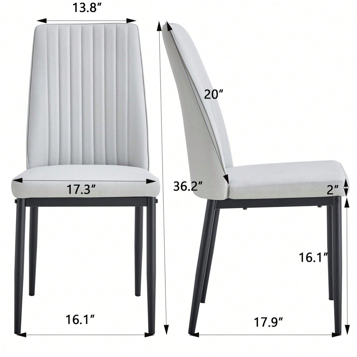 Set of 4 Gray Upholstered Dining Chairs with Metal Legs and Curved Backrest for Kitchen Living Room Restaurant