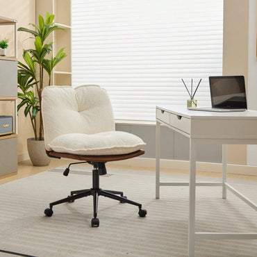 Elegant Adjustable Oversize Cross Chair with Wheels 360° Swivel for Home Office Small Spaces Dressing Room Living Room