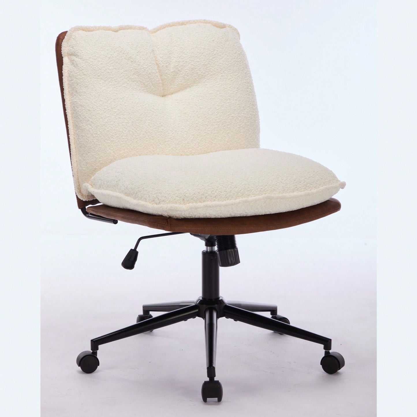 Elegant Adjustable Oversize Cross Chair with Wheels 360° Swivel for Home Office Small Spaces Dressing Room Living Room