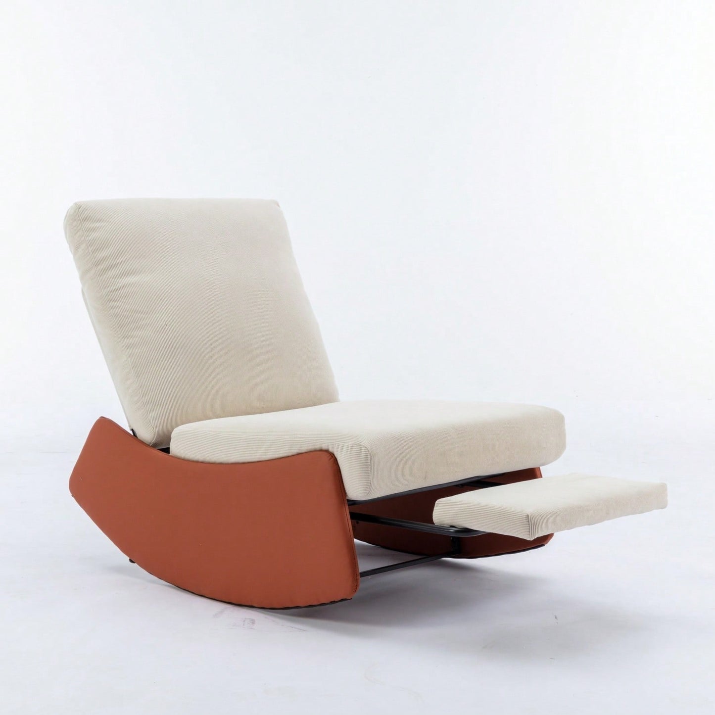 Modern Upholstered Rocking Chair Recliner with Footrest for Nursery and Living Room Relaxation