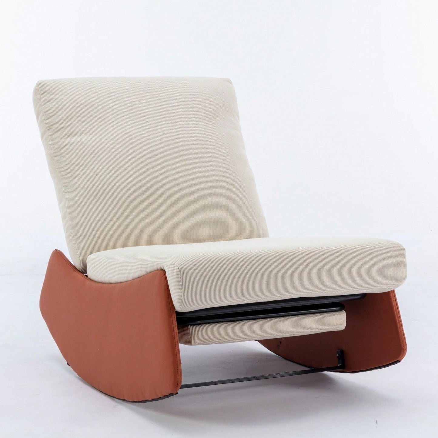 Modern Upholstered Rocking Chair Recliner with Footrest for Nursery and Living Room Relaxation