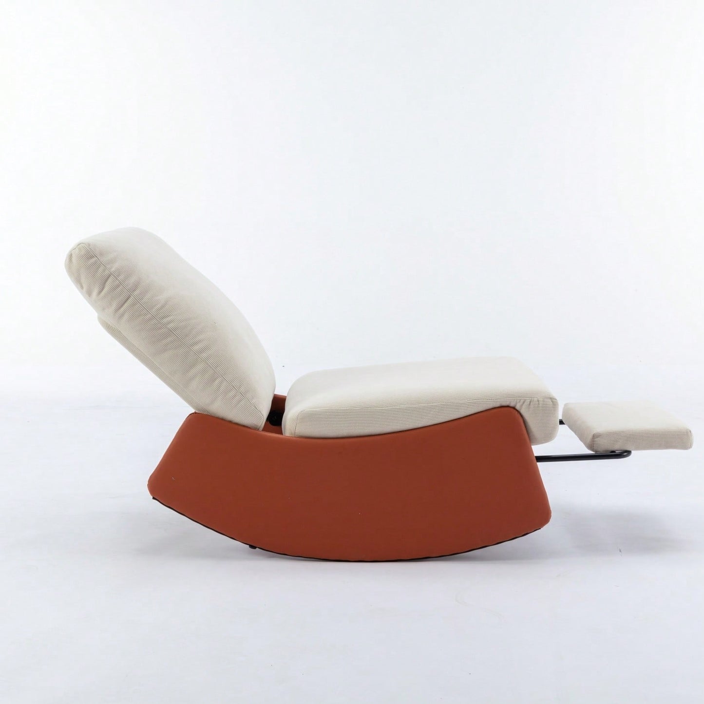 Modern Upholstered Rocking Chair Recliner with Footrest for Nursery and Living Room Relaxation