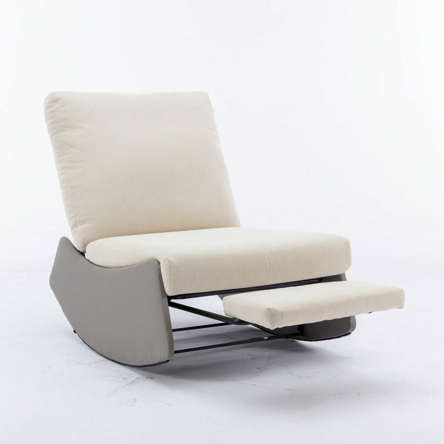 Modern Upholstered Rocking Chair Recliner with Footrest for Nursery and Living Room Relaxation