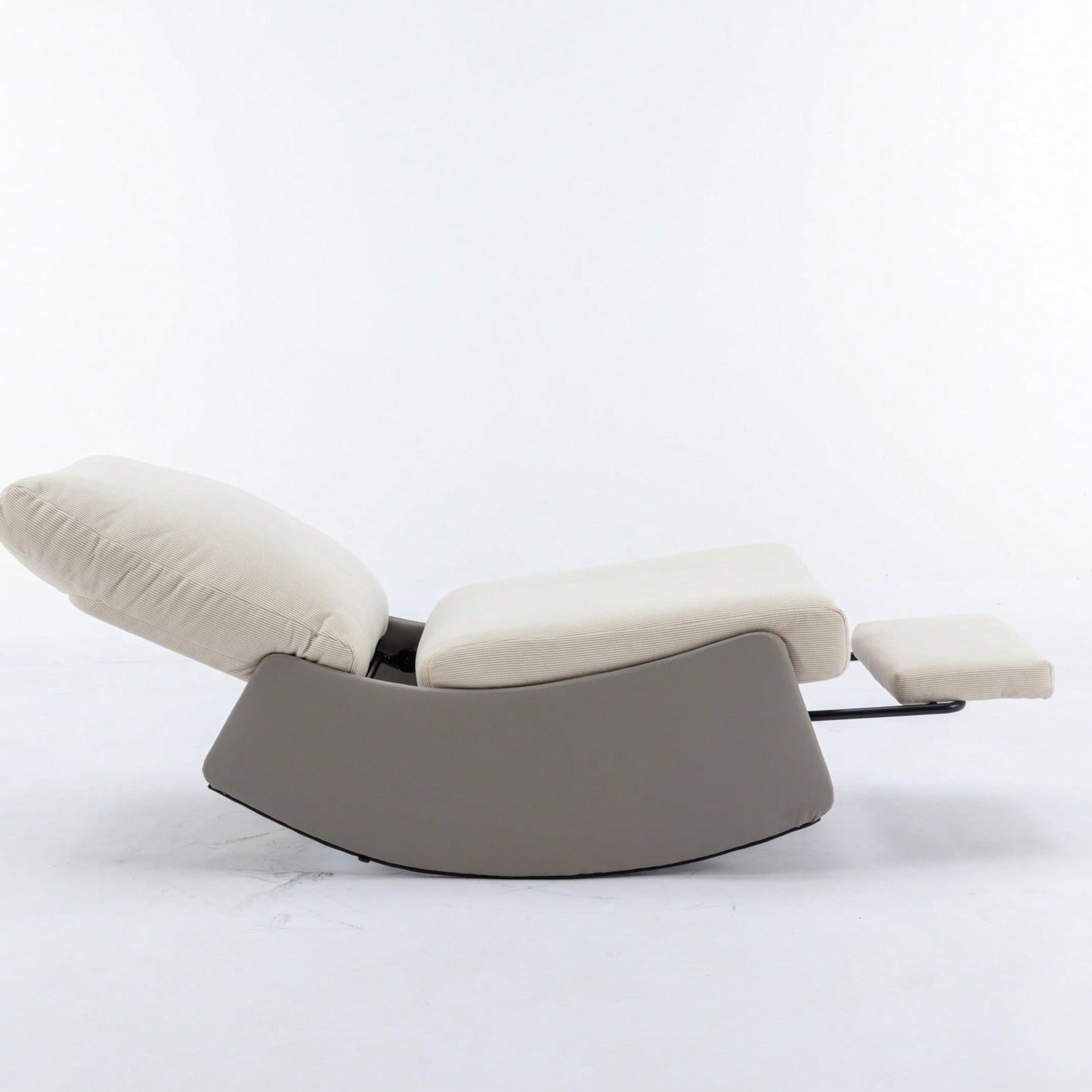 Modern Upholstered Rocking Chair Recliner with Footrest for Nursery and Living Room Relaxation