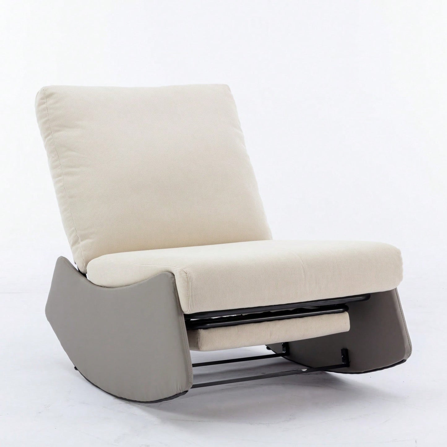 Modern Upholstered Rocking Chair Recliner with Footrest for Nursery and Living Room Relaxation