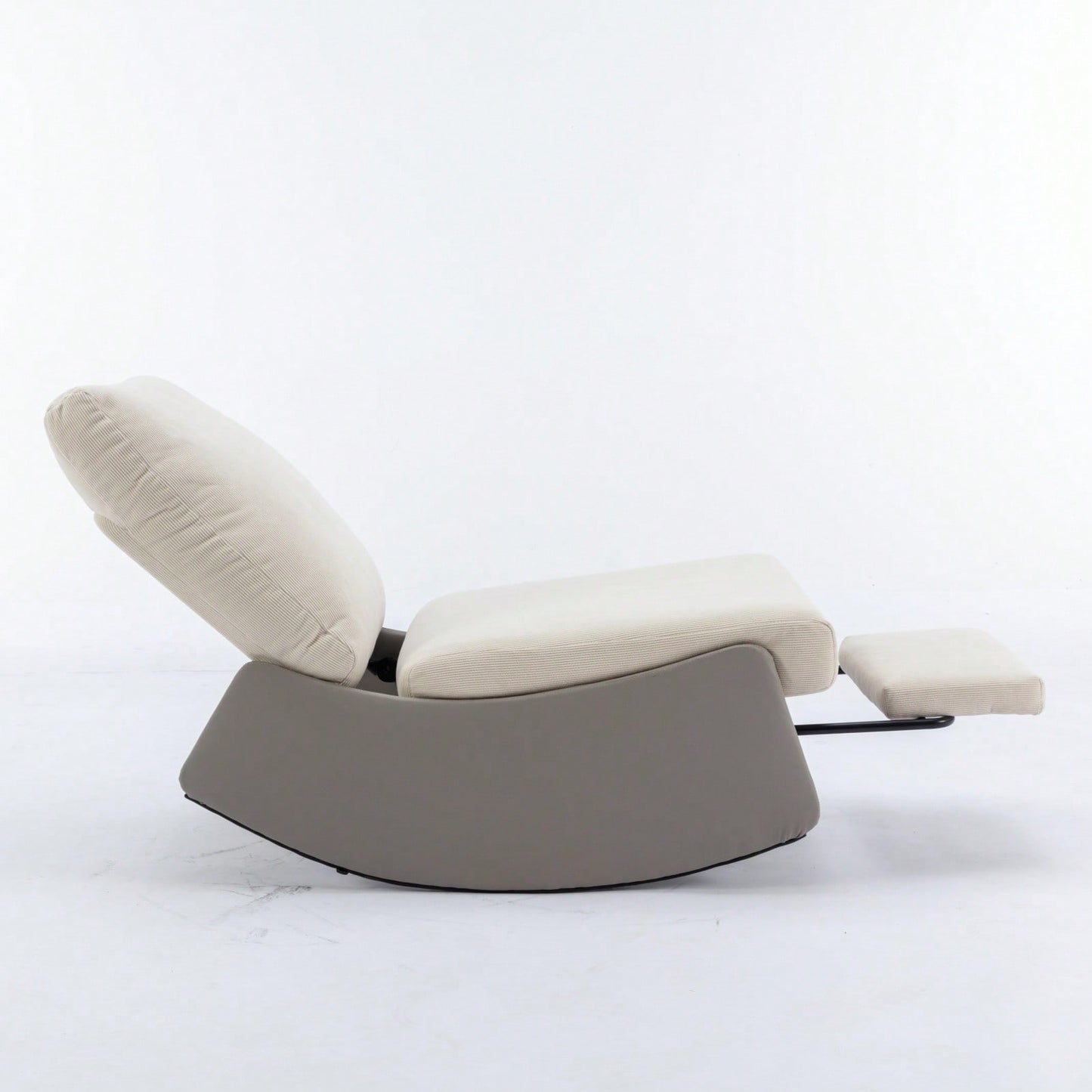 Modern Upholstered Rocking Chair Recliner with Footrest for Nursery and Living Room Relaxation