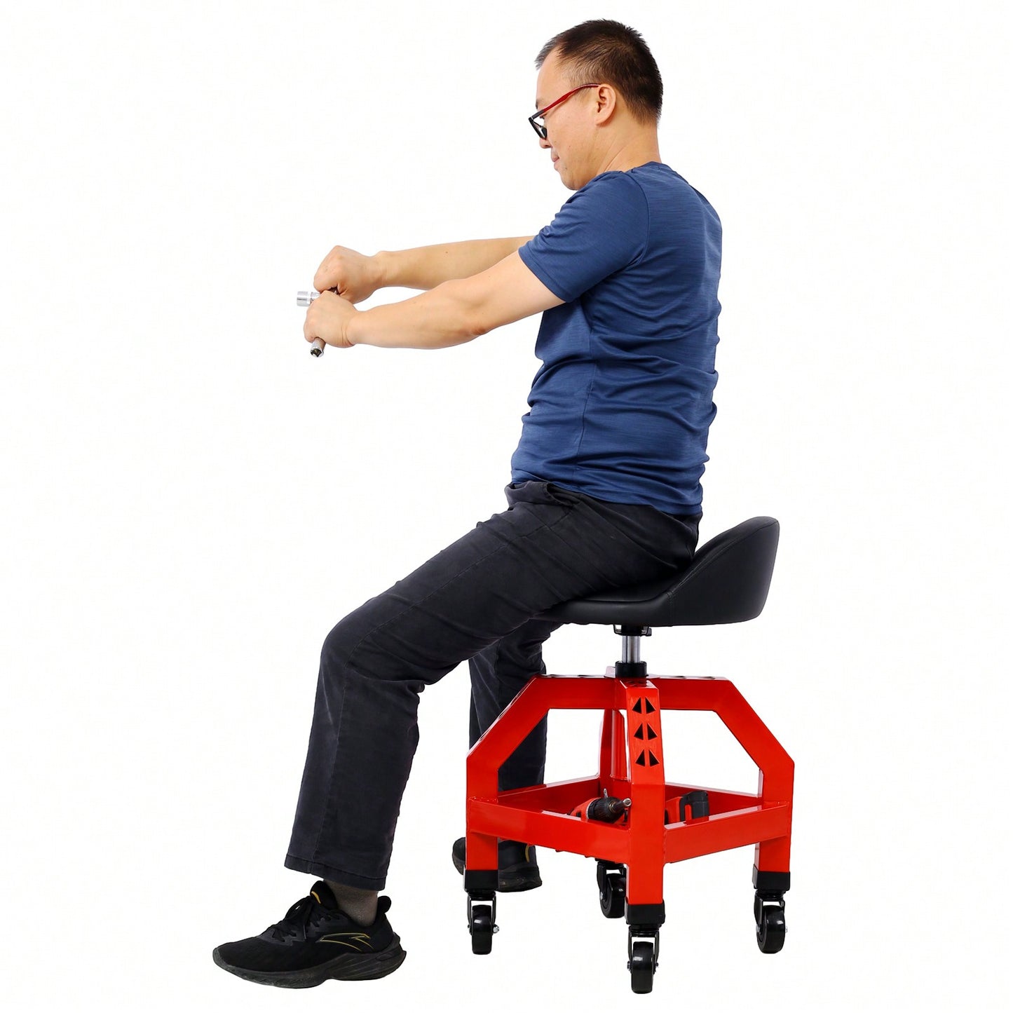 Pneumatic 360 Degree Swivel Mechanics Rolling Creeper Seat Heavy Duty Rolling Mechanics Stool Shop Stool With Casters