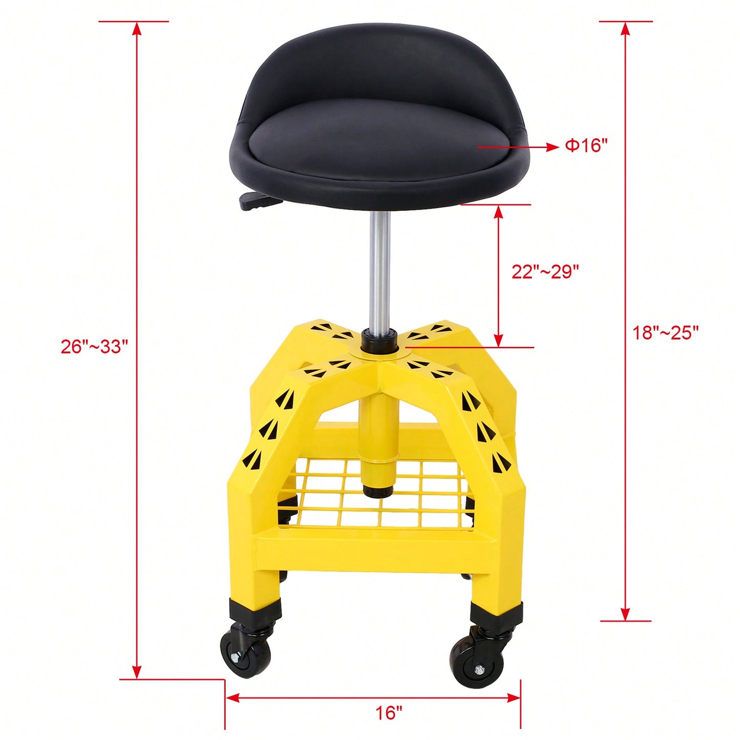 Pneumatic 360 Degree Swivel Mechanics Rolling Creeper Seat Heavy Duty Rolling Mechanics Stool Shop Stool With Casters