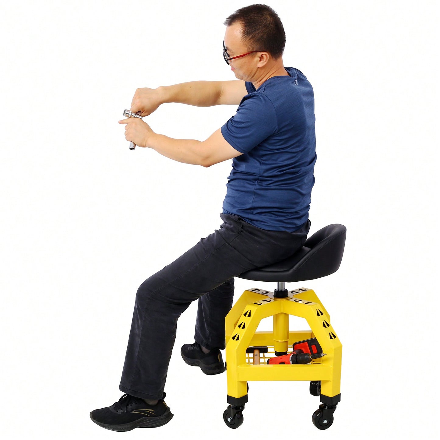 Pneumatic 360 Degree Swivel Mechanics Rolling Creeper Seat Heavy Duty Rolling Mechanics Stool Shop Stool With Casters