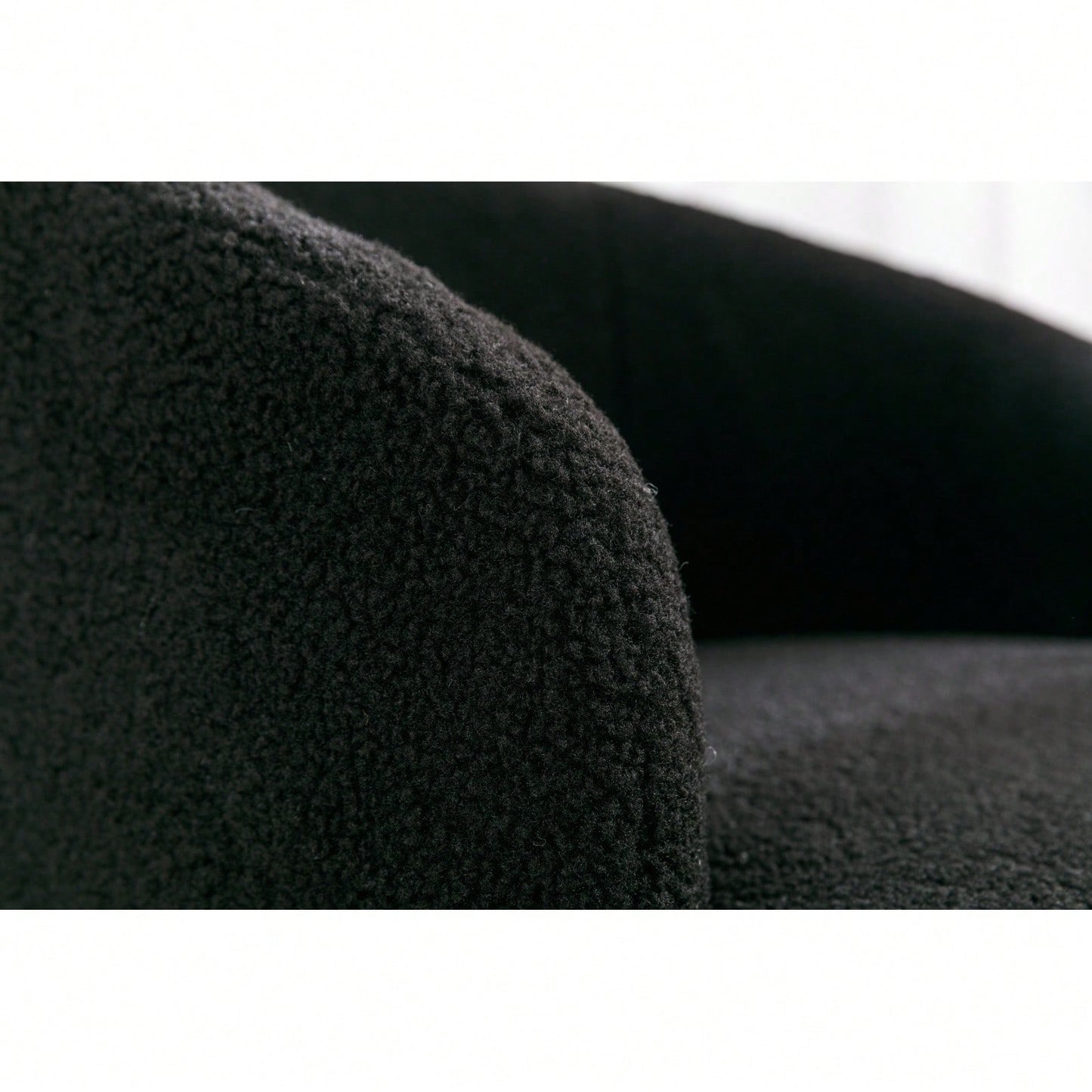 Swivel Barrel Accent Chair with Soft Teddy Fabric and Black Metal Base Stylish Comfortable Furniture for Living Room or Bedroom