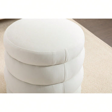Soft White Boucle Ottoman Footrest Stool for Living Room Foam Filled Wooden Frame 16.93 x 16.93 x 18.5 No Assembly Required