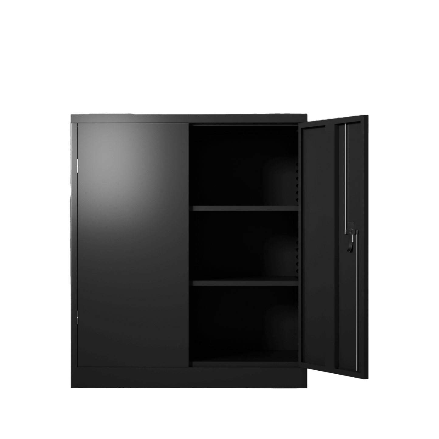 Metal Storage Cabinet With 2 Doors And 2 Shelves, Lockable Steel Storage Cabinet For Office, Garage, Warehouse