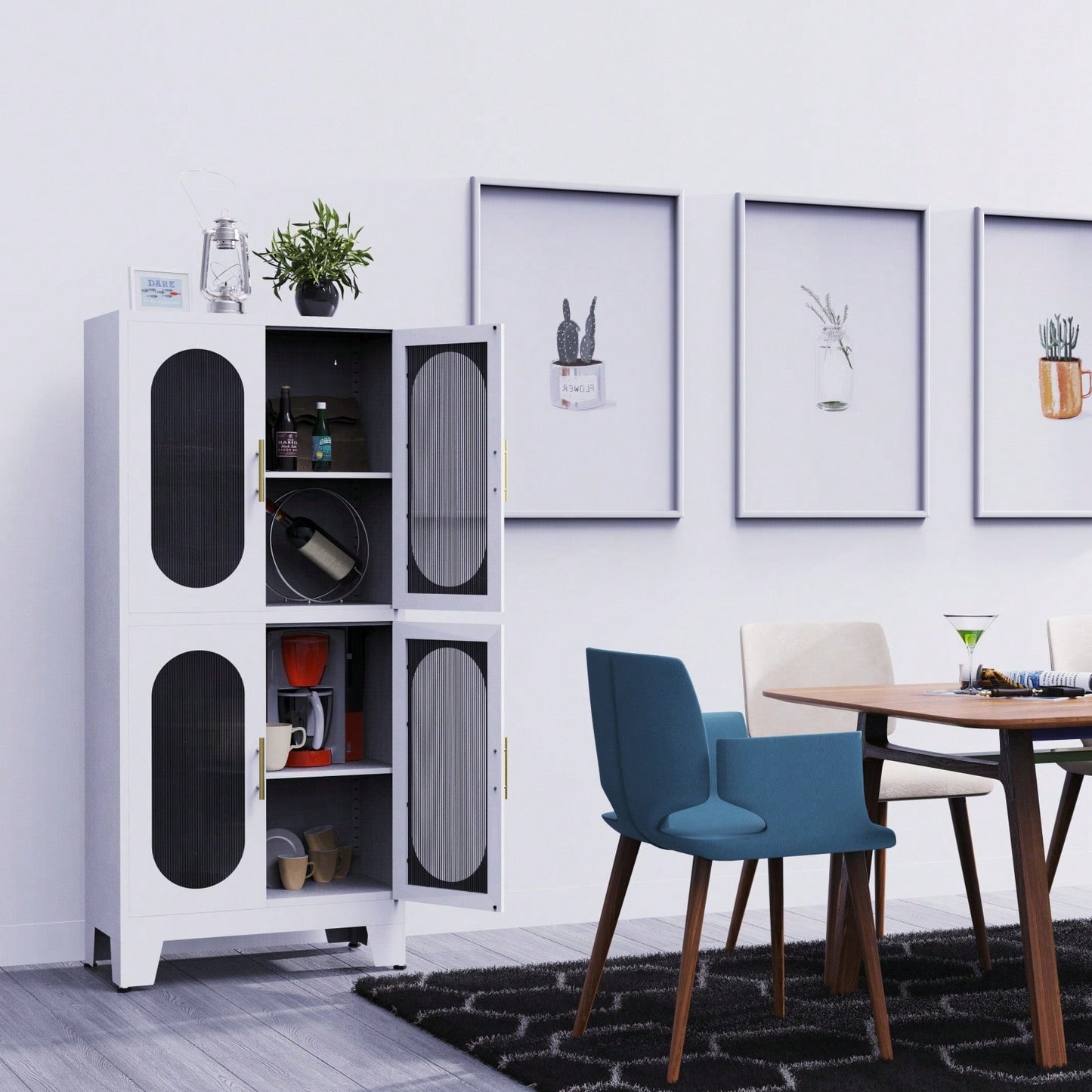 Metal Storage Cabinet, Bathroom Storage Cabinet With Doors And Shelves, Office Storage Cabinet With Lock, Black Garage Cabinets