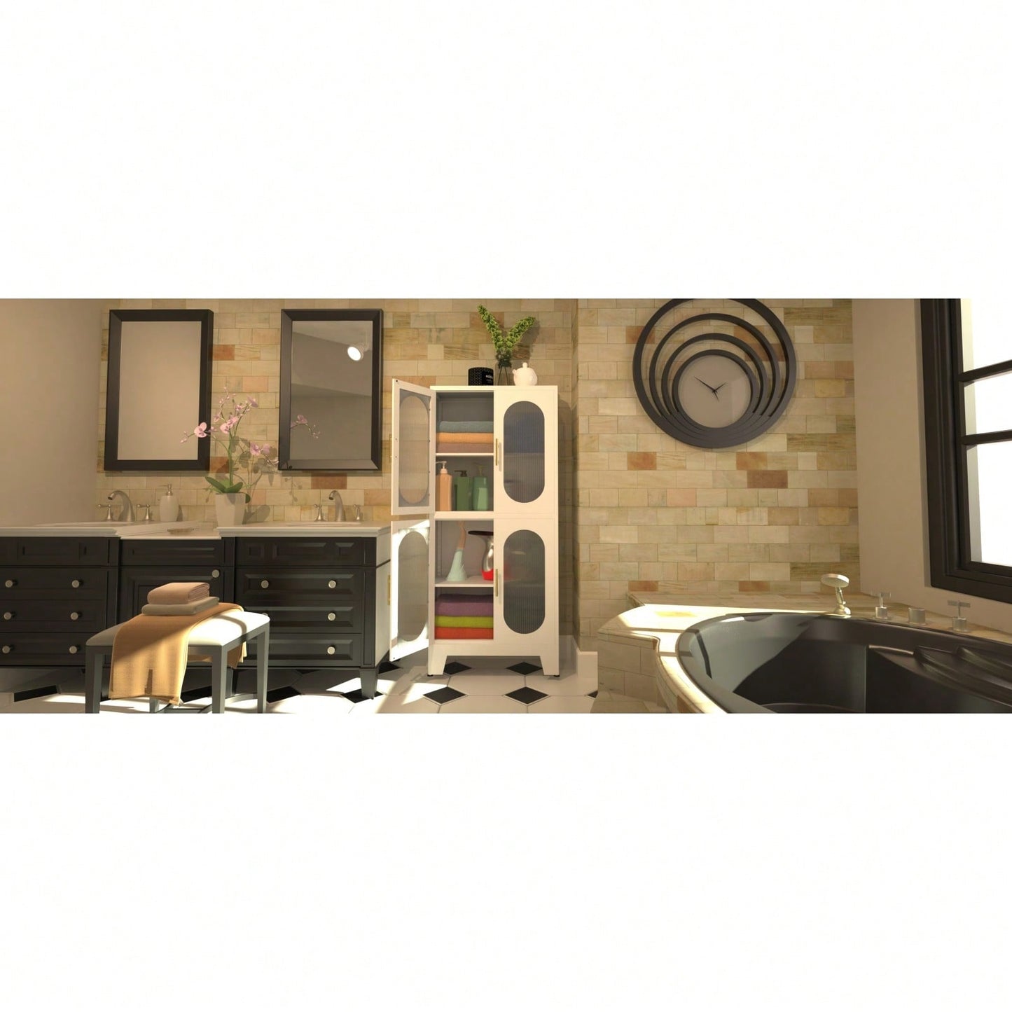 Metal Storage Cabinet, Bathroom Storage Cabinet With Doors And Shelves, Office Storage Cabinet With Lock, Black Garage Cabinets