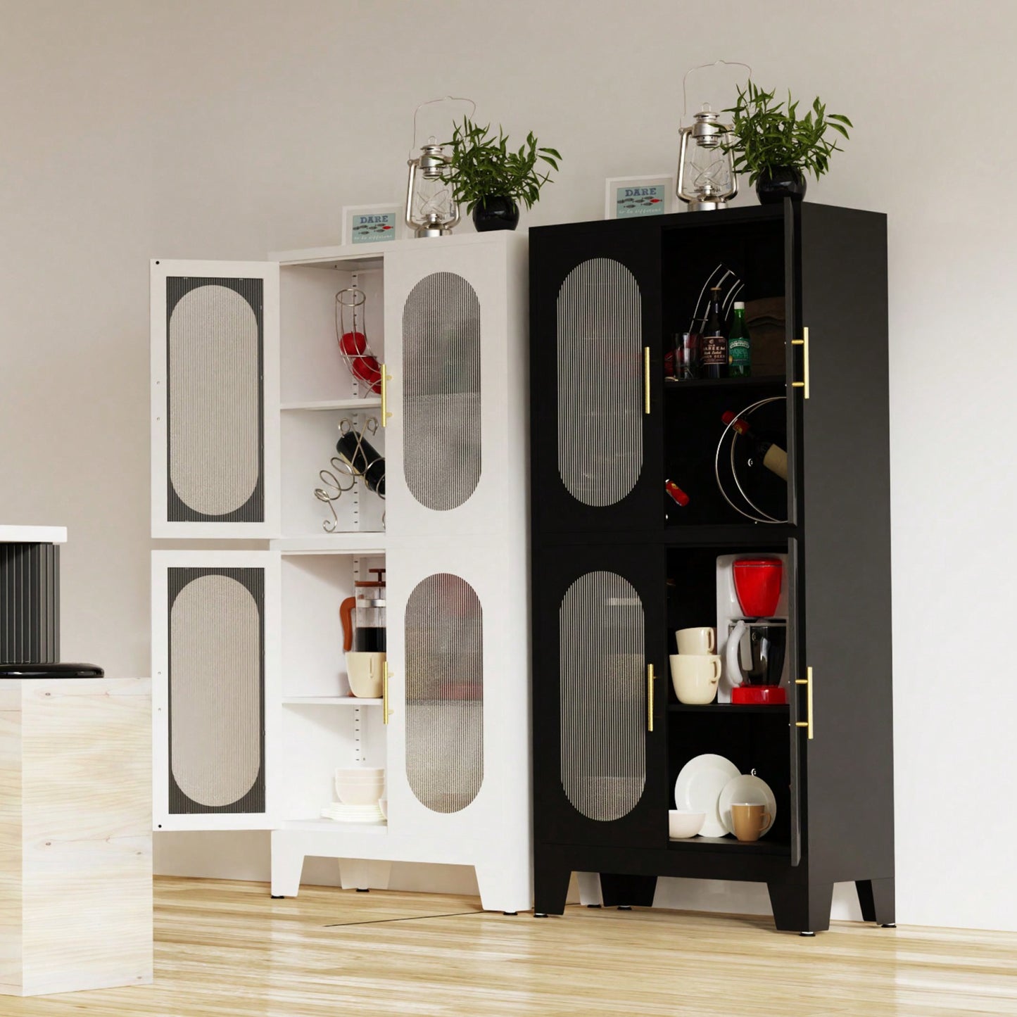 Metal Storage Cabinet, Bathroom Storage Cabinet With Doors And Shelves, Office Storage Cabinet With Lock, Black Garage Cabinets