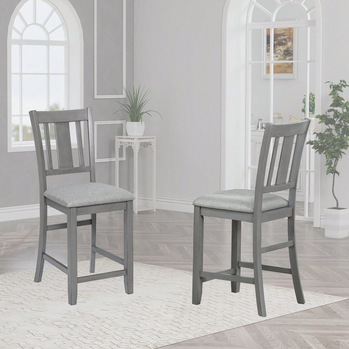 Set Of 4, Counter Height Chairs With Padded Seats For Dining Room