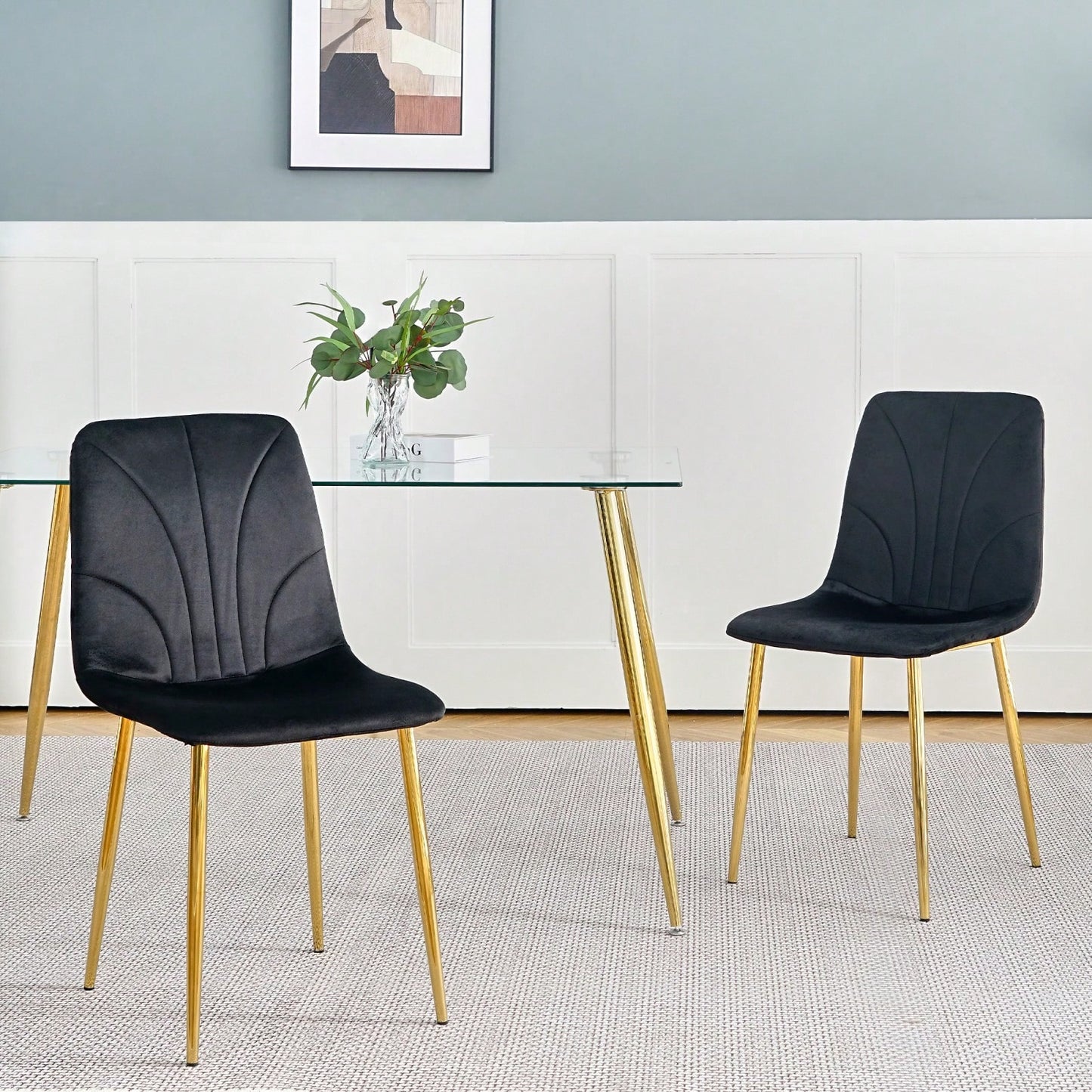 Modern Simple Light Luxury Dining Chair Home Bedroom Stool Back Dressing Chair Student Desk Chair Gold Metal Legs(Set Of 4)