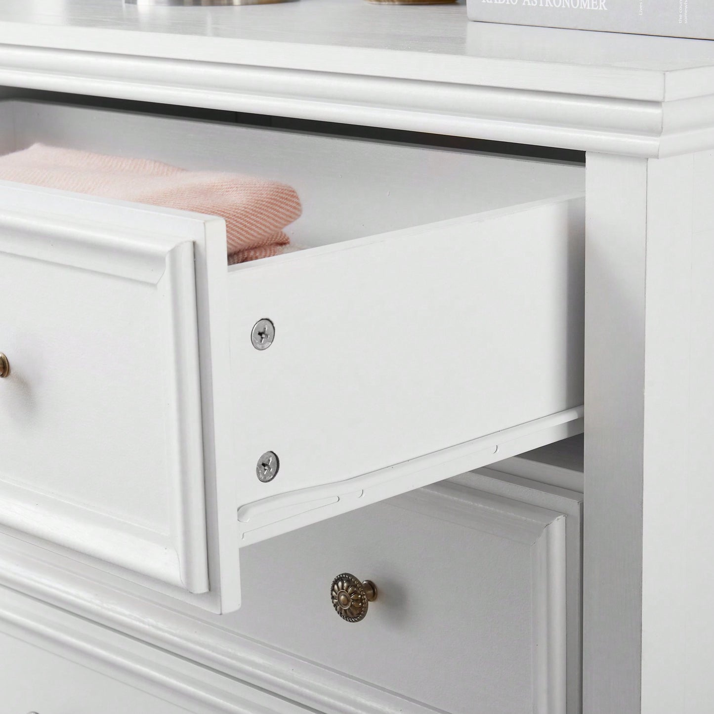 Spacious 5-Drawer Bedroom Dresser with Smooth Glide Metal Slides and Anti-Tip Safety Design for Clothes Storage