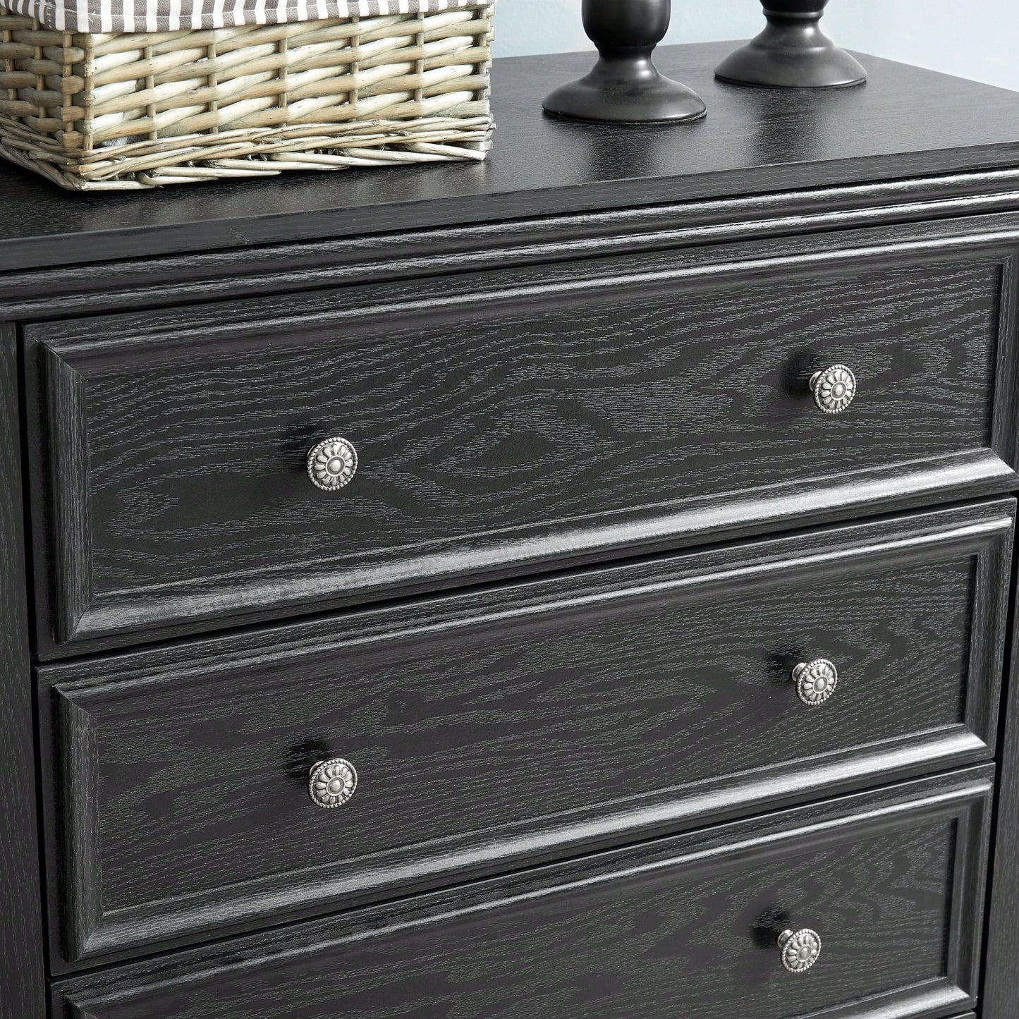Spacious 5-Drawer Bedroom Dresser with Smooth Glide Metal Slides and Anti-Tip Safety Design for Clothes Storage