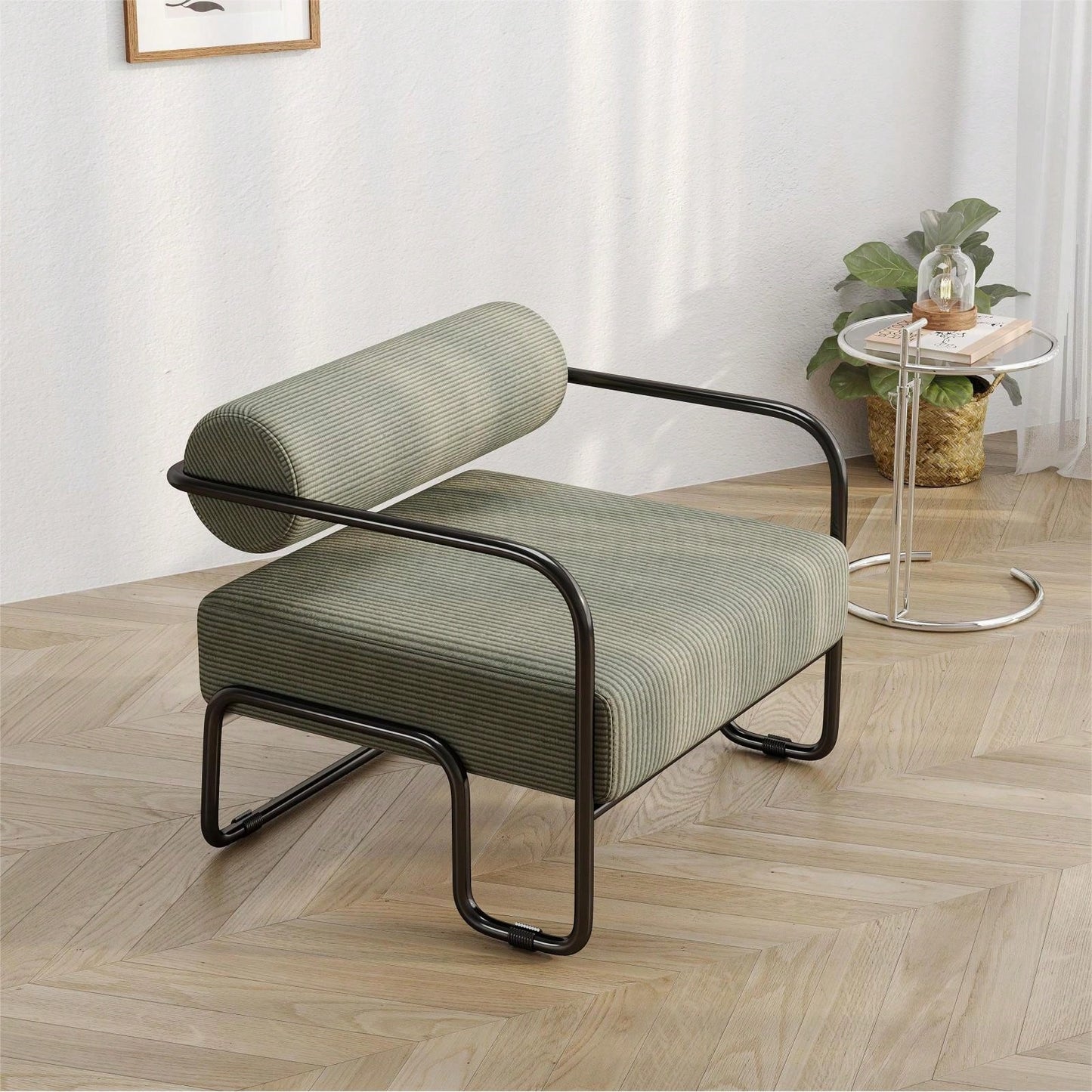 Comfortable Ergonomic Accent Chair with Ottoman for Living Room Bedroom Office Easy Assembly