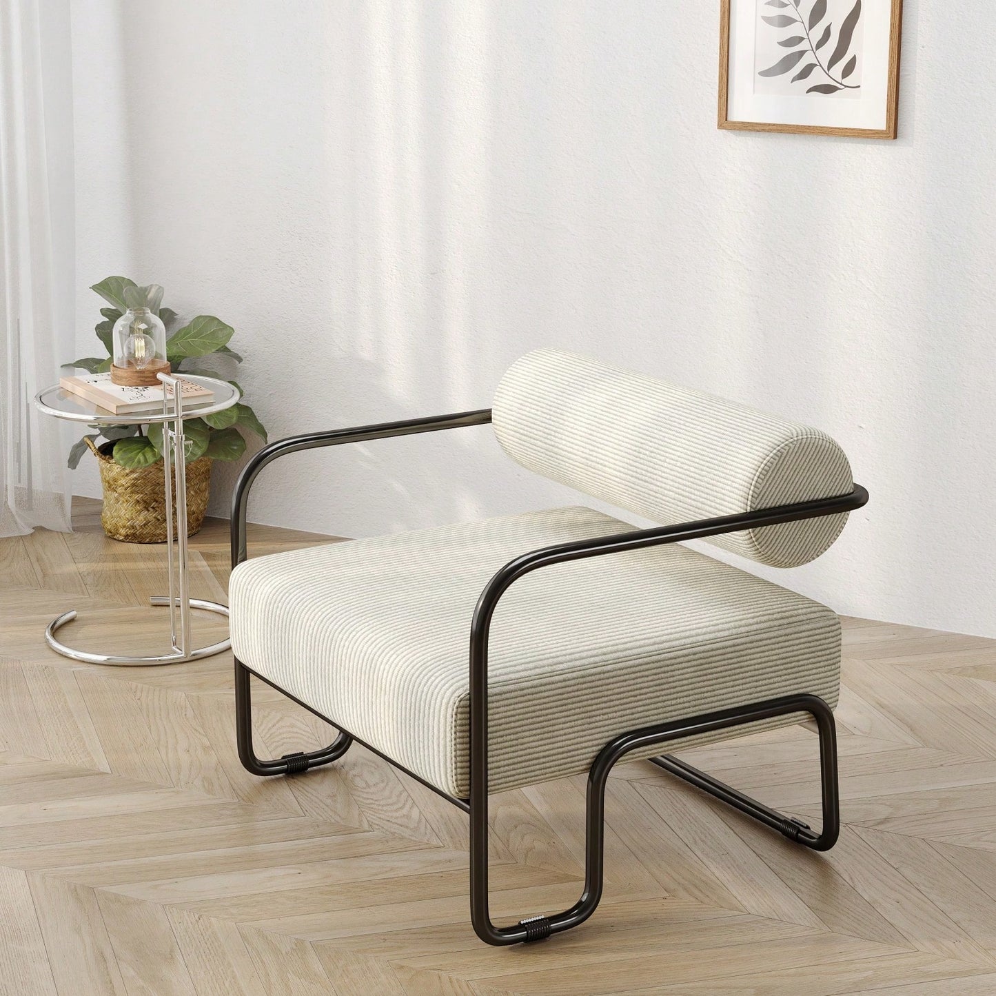 Comfortable Ergonomic Accent Chair with Ottoman for Living Room Bedroom Office Easy Assembly