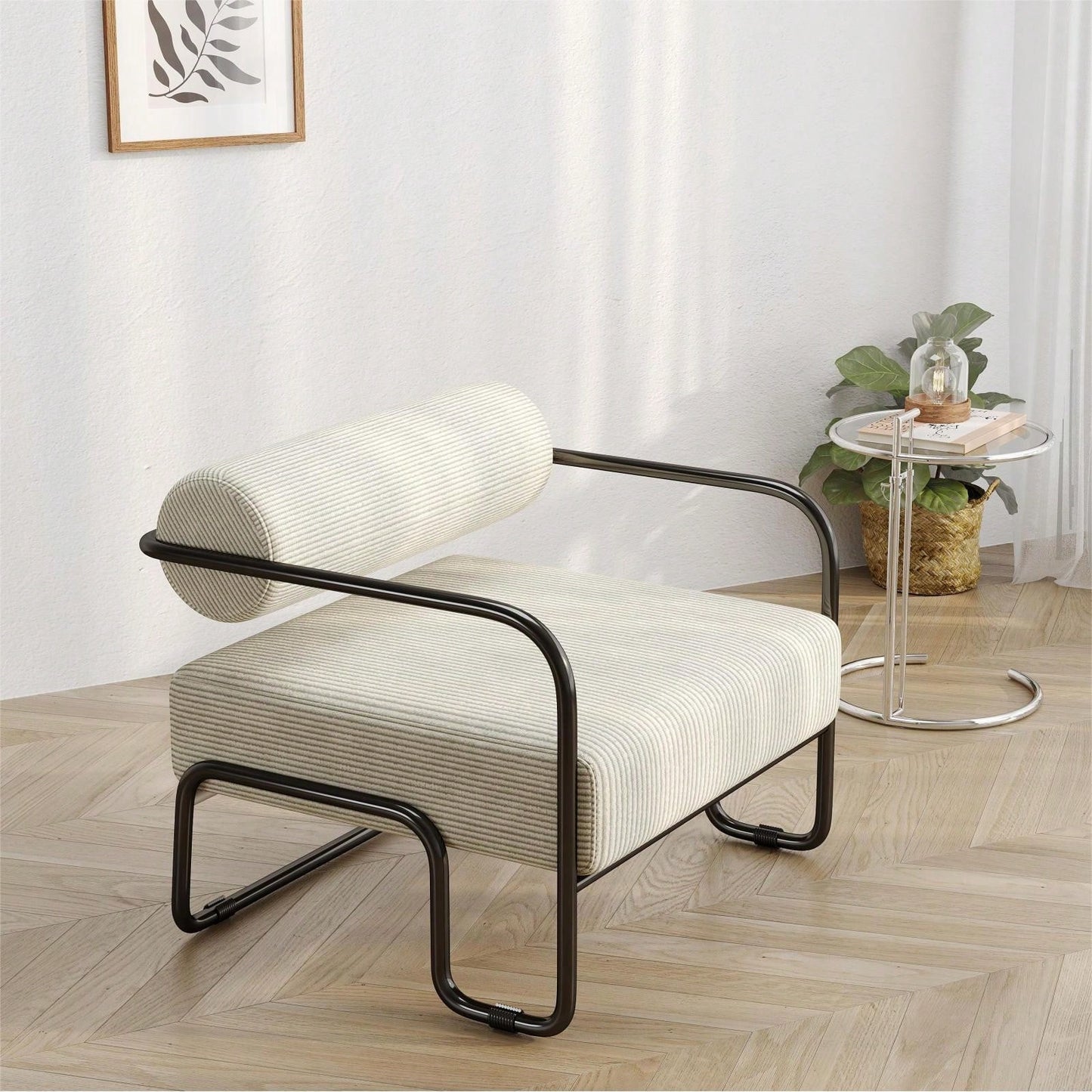 Comfortable Ergonomic Accent Chair with Ottoman for Living Room Bedroom Office Easy Assembly