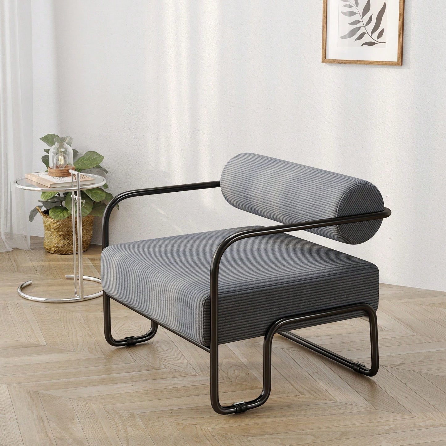 Comfortable Ergonomic Accent Chair with Ottoman for Living Room Bedroom Office Easy Assembly