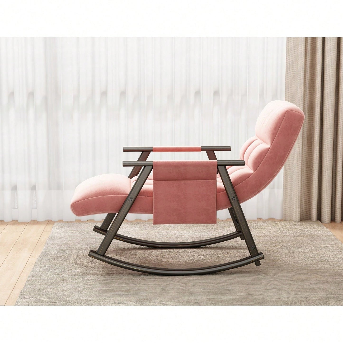 Adjustable Rocking Chair with Footrest Padded Lounge Chair High Back Soft Upholstered Glider for Living Room Bedroom Supports 300lbs