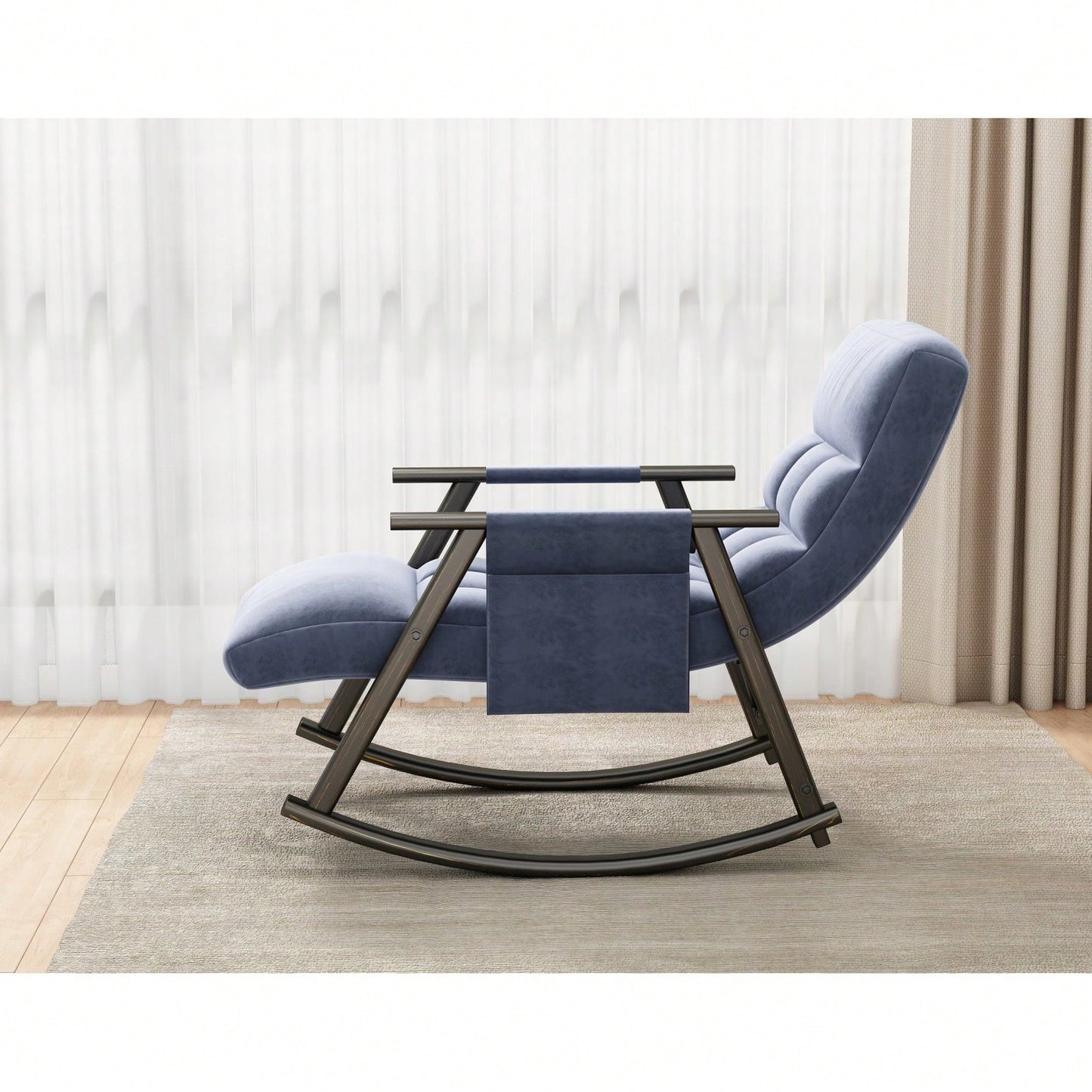 Adjustable Rocking Chair with Footrest Padded Lounge Chair High Back Soft Upholstered Glider for Living Room Bedroom Supports 300lbs