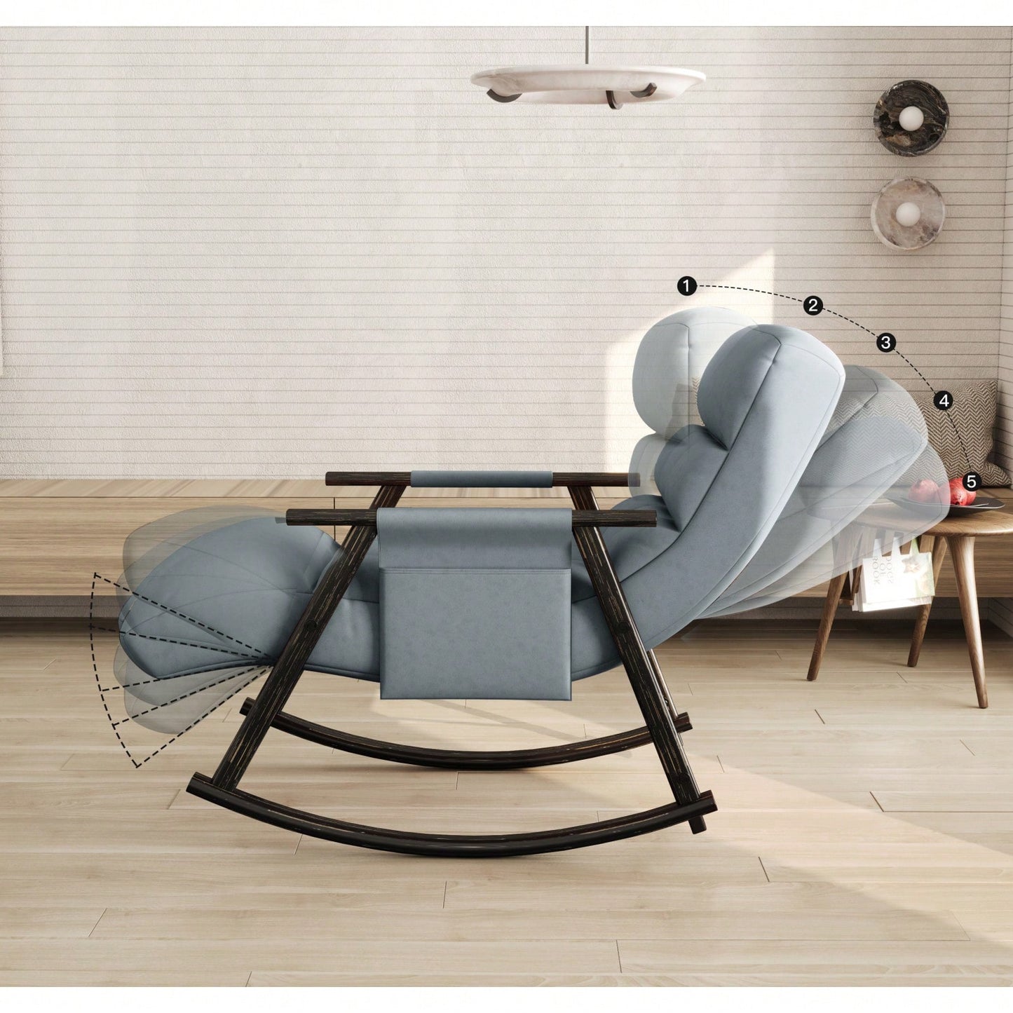 Adjustable Rocking Chair with Footrest Padded Lounge Chair High Back Soft Upholstered Glider for Living Room Bedroom Supports 300lbs