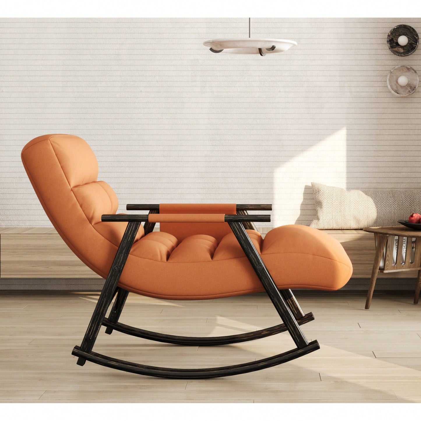 Adjustable Rocking Chair with Footrest Padded Lounge Chair High Back Soft Upholstered Glider for Living Room Bedroom Supports 300lbs