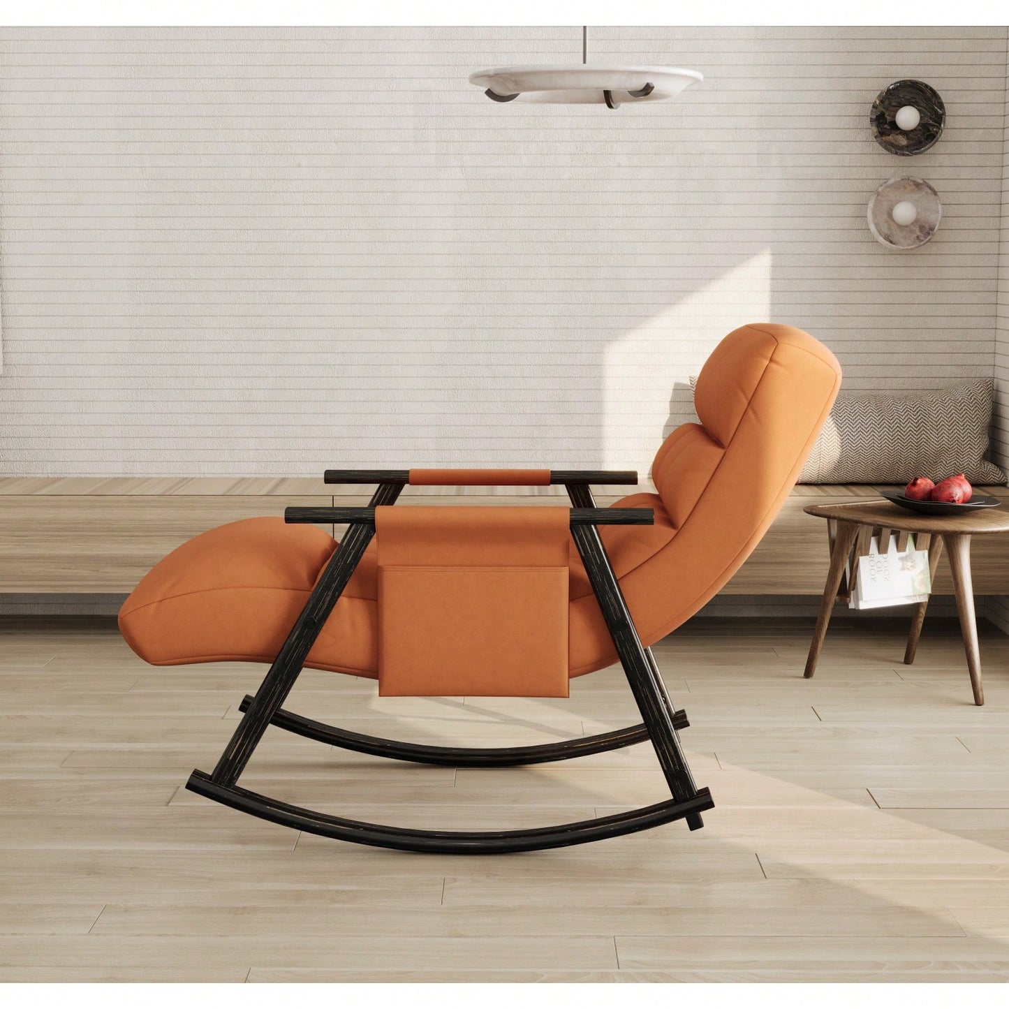 Adjustable Rocking Chair with Footrest Padded Lounge Chair High Back Soft Upholstered Glider for Living Room Bedroom Supports 300lbs