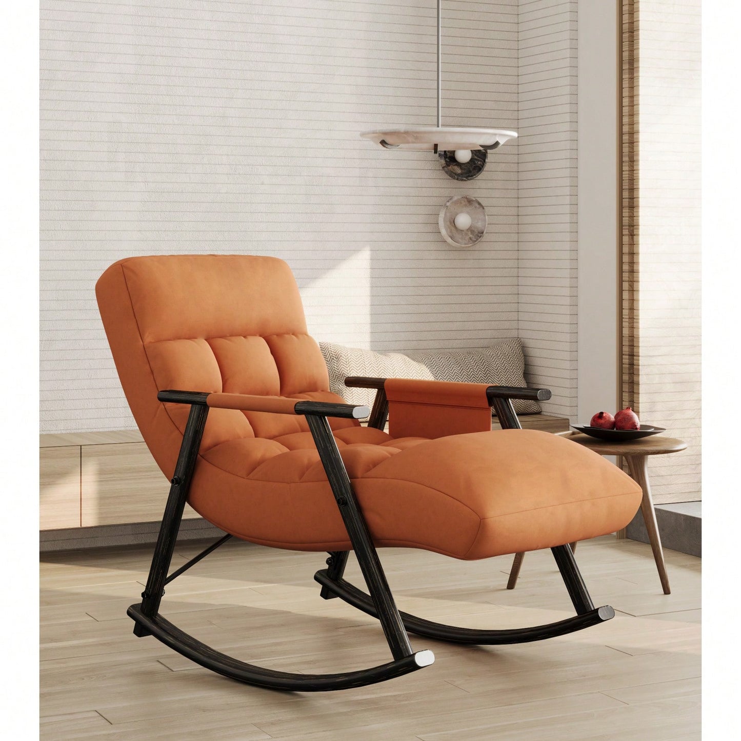 Adjustable Rocking Chair with Footrest Padded Lounge Chair High Back Soft Upholstered Glider for Living Room Bedroom Supports 300lbs