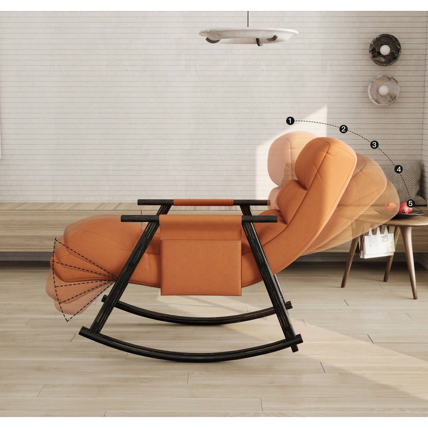 Adjustable Rocking Chair with Footrest Padded Lounge Chair High Back Soft Upholstered Glider for Living Room Bedroom Supports 300lbs