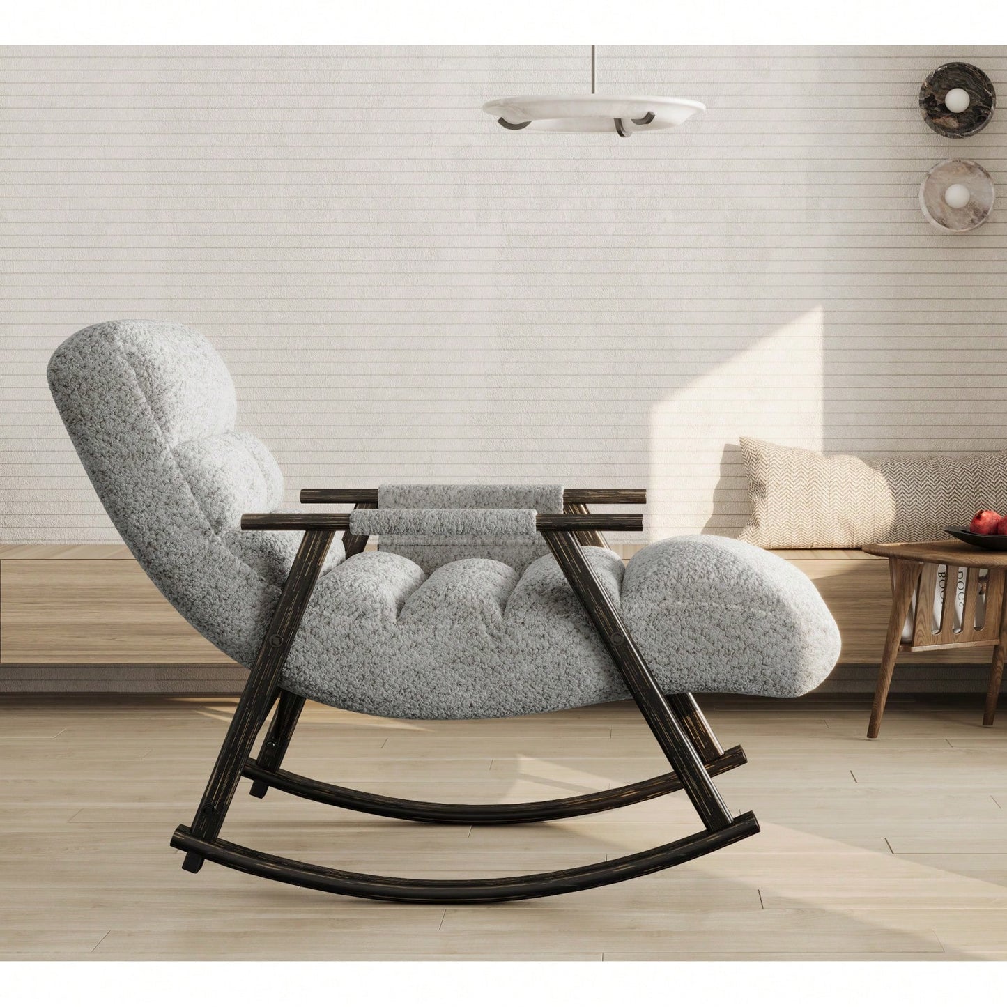 Adjustable Rocking Chair with Footrest Padded Lounge Chair High Back Soft Upholstered Glider for Living Room Bedroom Supports 300lbs