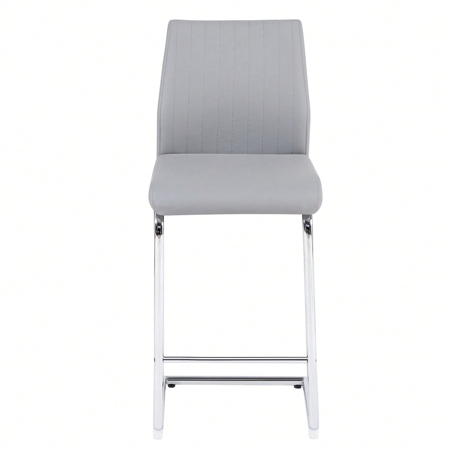Light Grey Modern Bar Stools Set of 2 with Backrest and Footrest for Kitchen Island and Pub 39 Inch Height