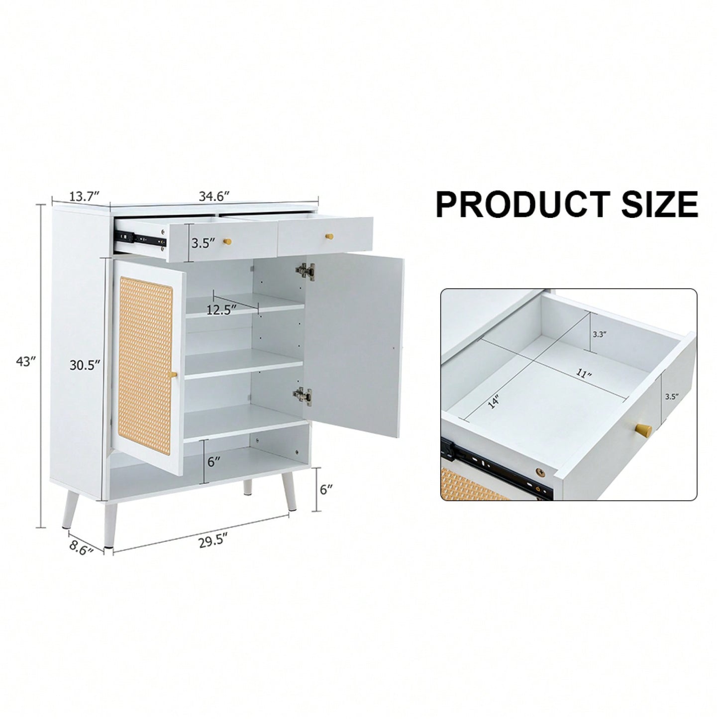 Modern Minimalist Storage Cabinet With Rattan Doors - Stylish Entryway Shoe Organizer Or Bedroom Nightstand - Easy 5-10 Minute Assembly
