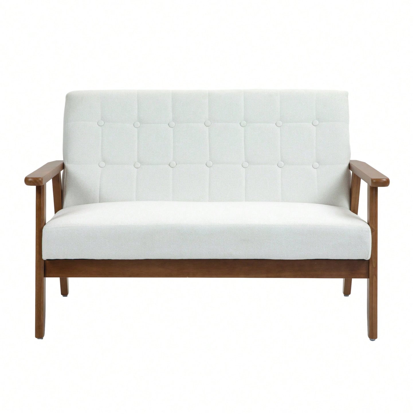 2-Seat Wood Armchair Living Room/Outdoor Lounge Chair Pu Leather Upholstered Loveseat Sofa