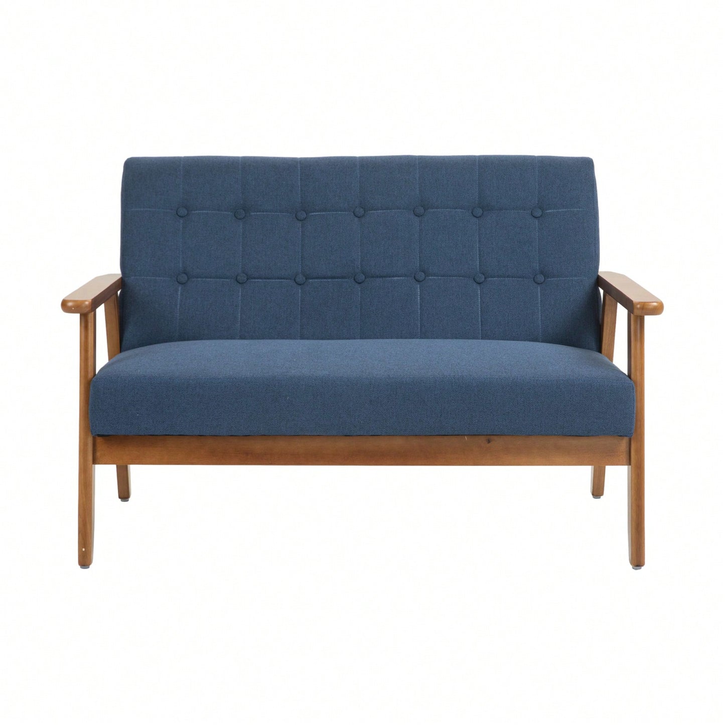 2-Seat Wood Armchair Living Room/Outdoor Lounge Chair Pu Leather Upholstered Loveseat Sofa