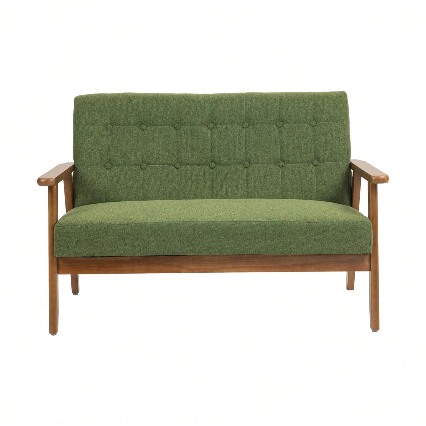 2-Seat Wood Armchair Living Room/Outdoor Lounge Chair Pu Leather Upholstered Loveseat Sofa