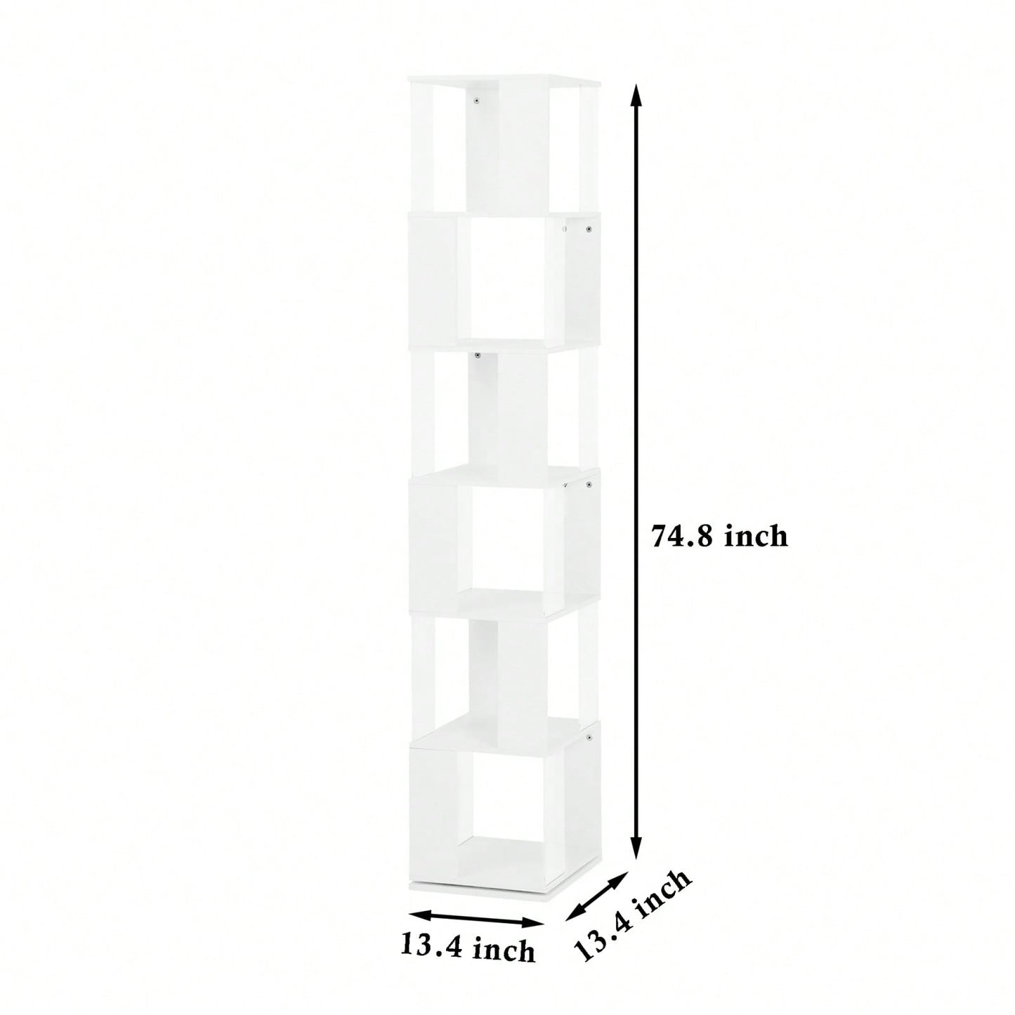 6-Tier Rotating Bookshelf with Acrylic Shelves Stylish Wood Design Space Saving Multi-Function Display Rack for Home Office and Living Room