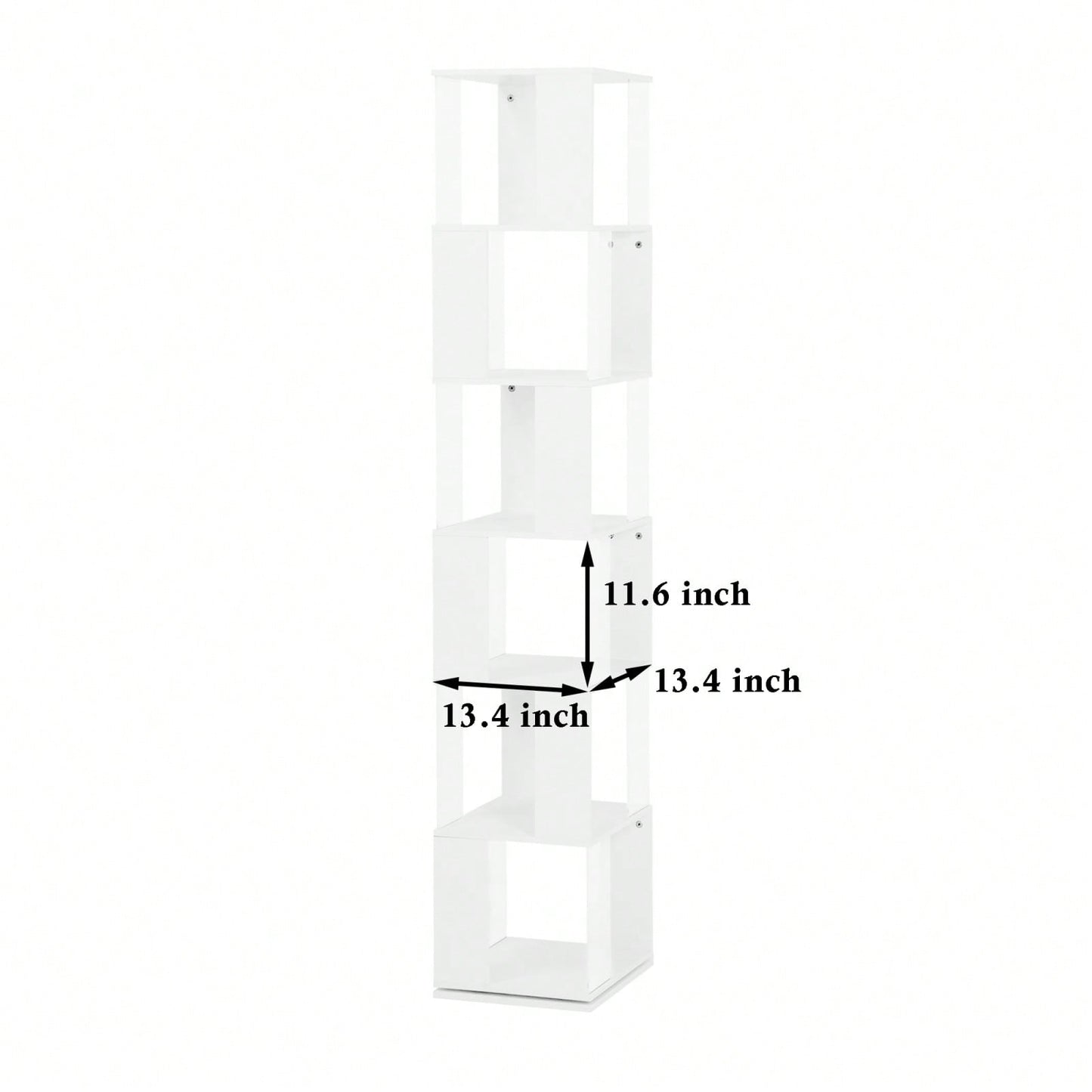 6-Tier Rotating Bookshelf with Acrylic Shelves Stylish Wood Design Space Saving Multi-Function Display Rack for Home Office and Living Room