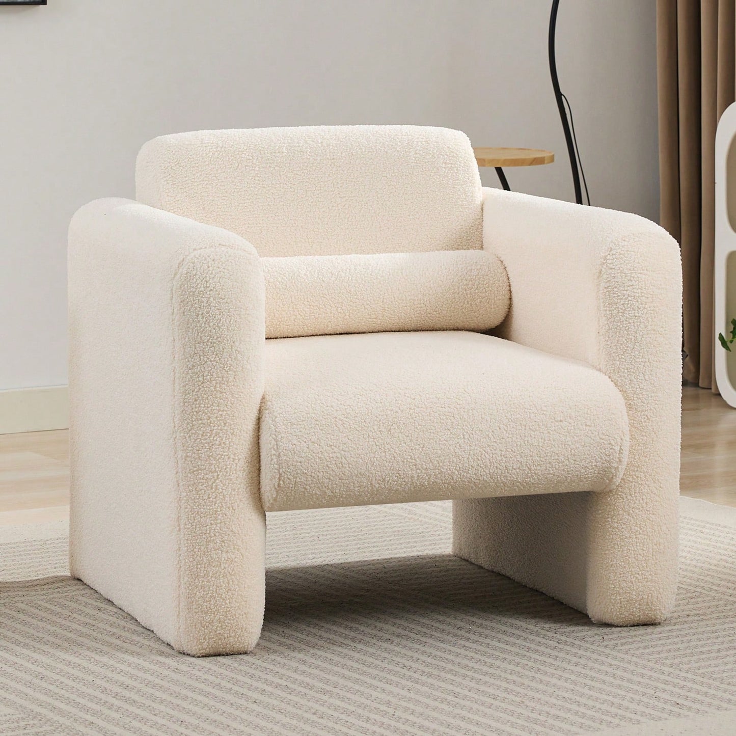 Stylish Accent Chair with Ottoman for Living Room Bedroom Office Soft Padded Armrests and Lumbar Support