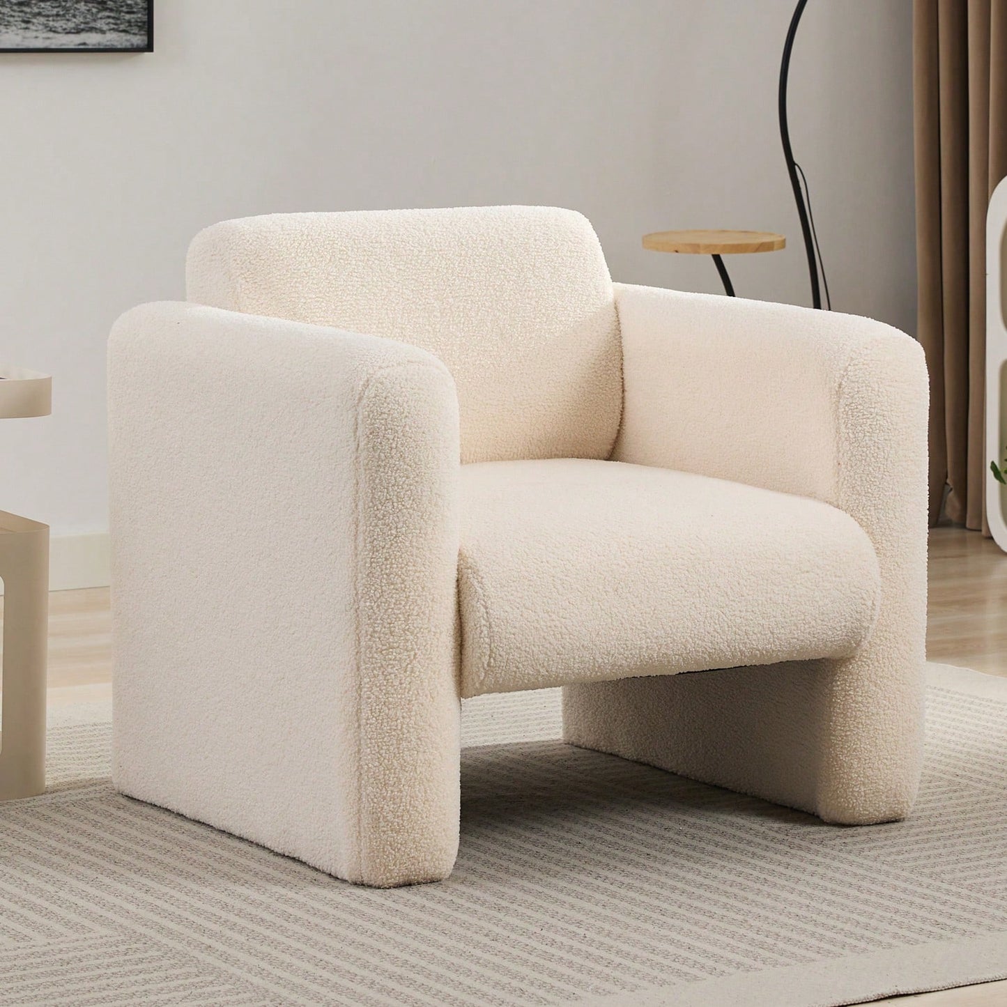 Stylish Accent Chair with Ottoman for Living Room Bedroom Office Soft Padded Armrests and Lumbar Support