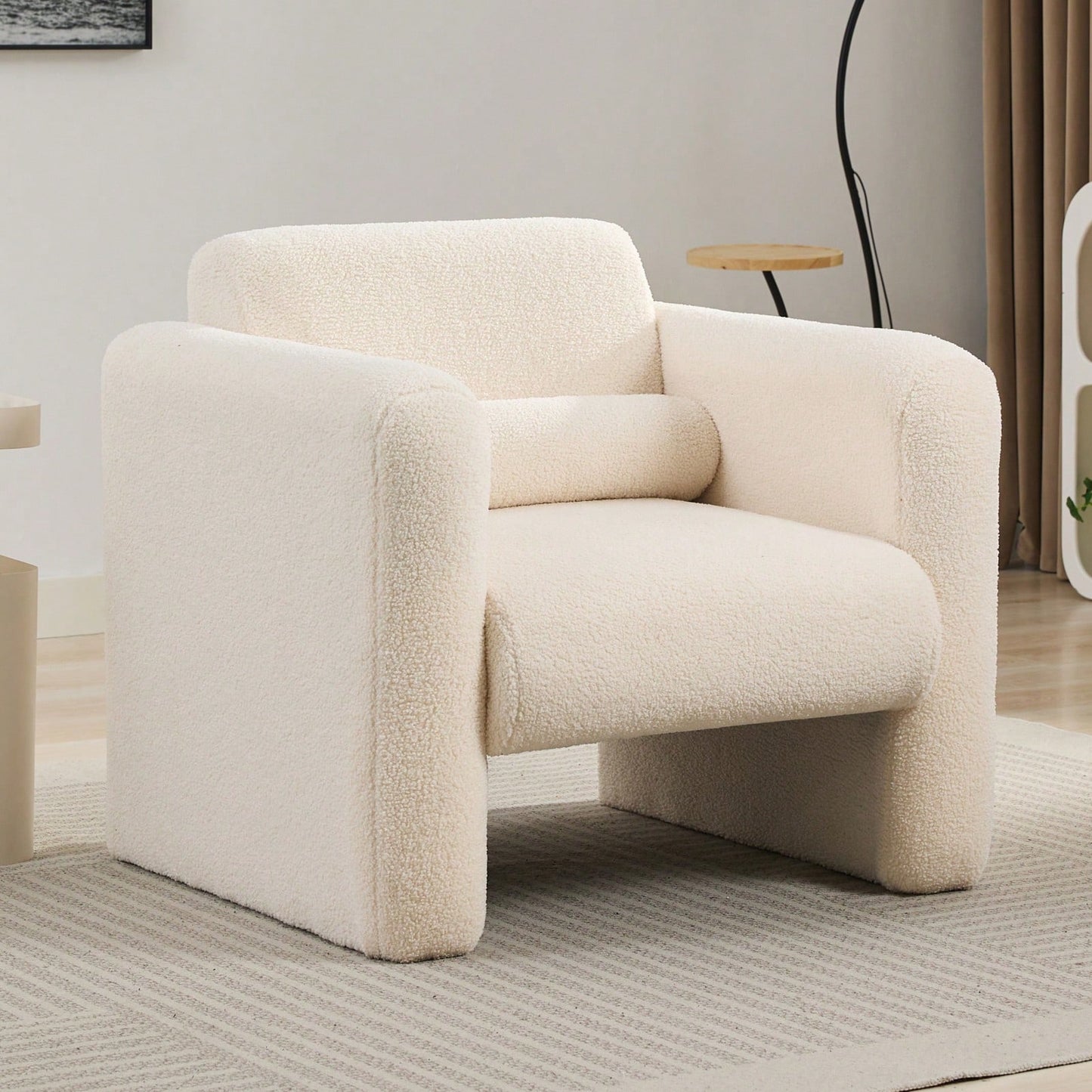 Stylish Accent Chair with Ottoman for Living Room Bedroom Office Soft Padded Armrests and Lumbar Support