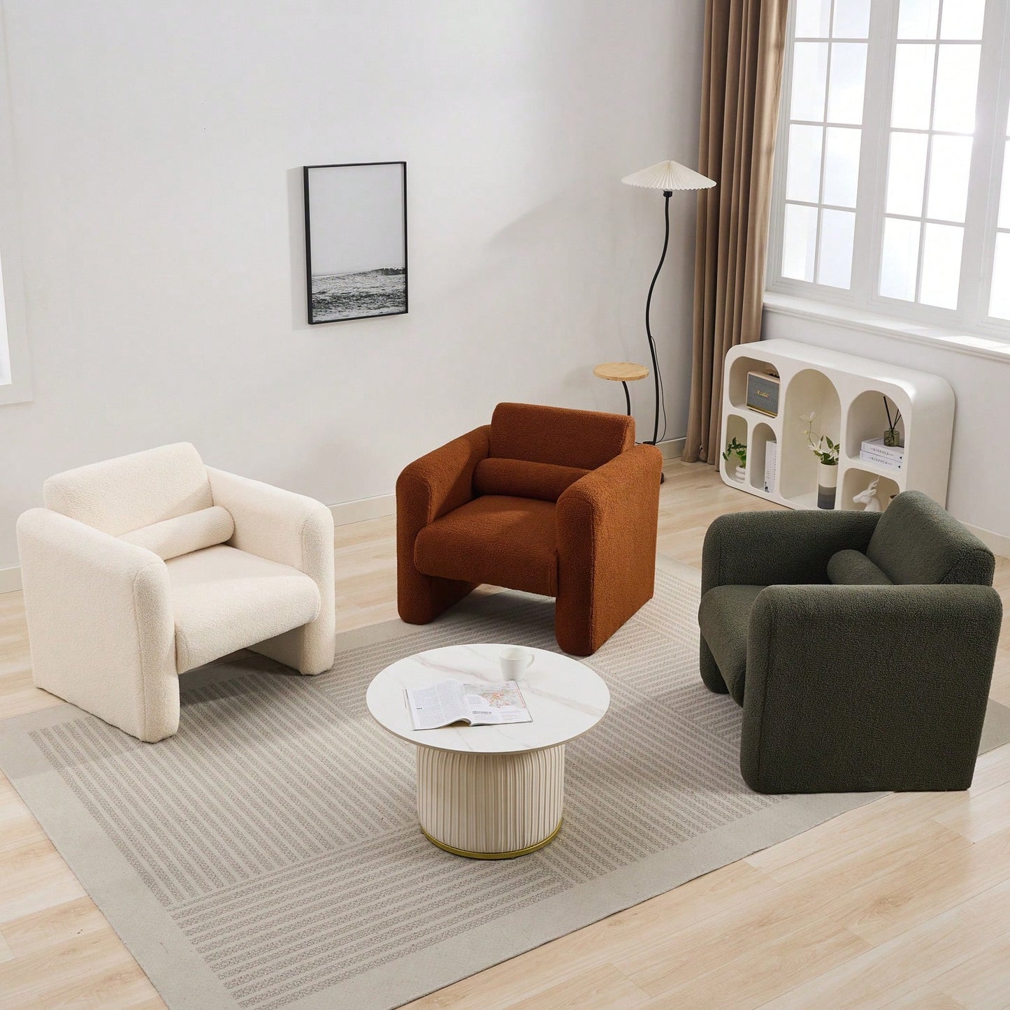 Stylish Accent Chair with Ottoman for Living Room Bedroom Office Soft Padded Armrests and Lumbar Support
