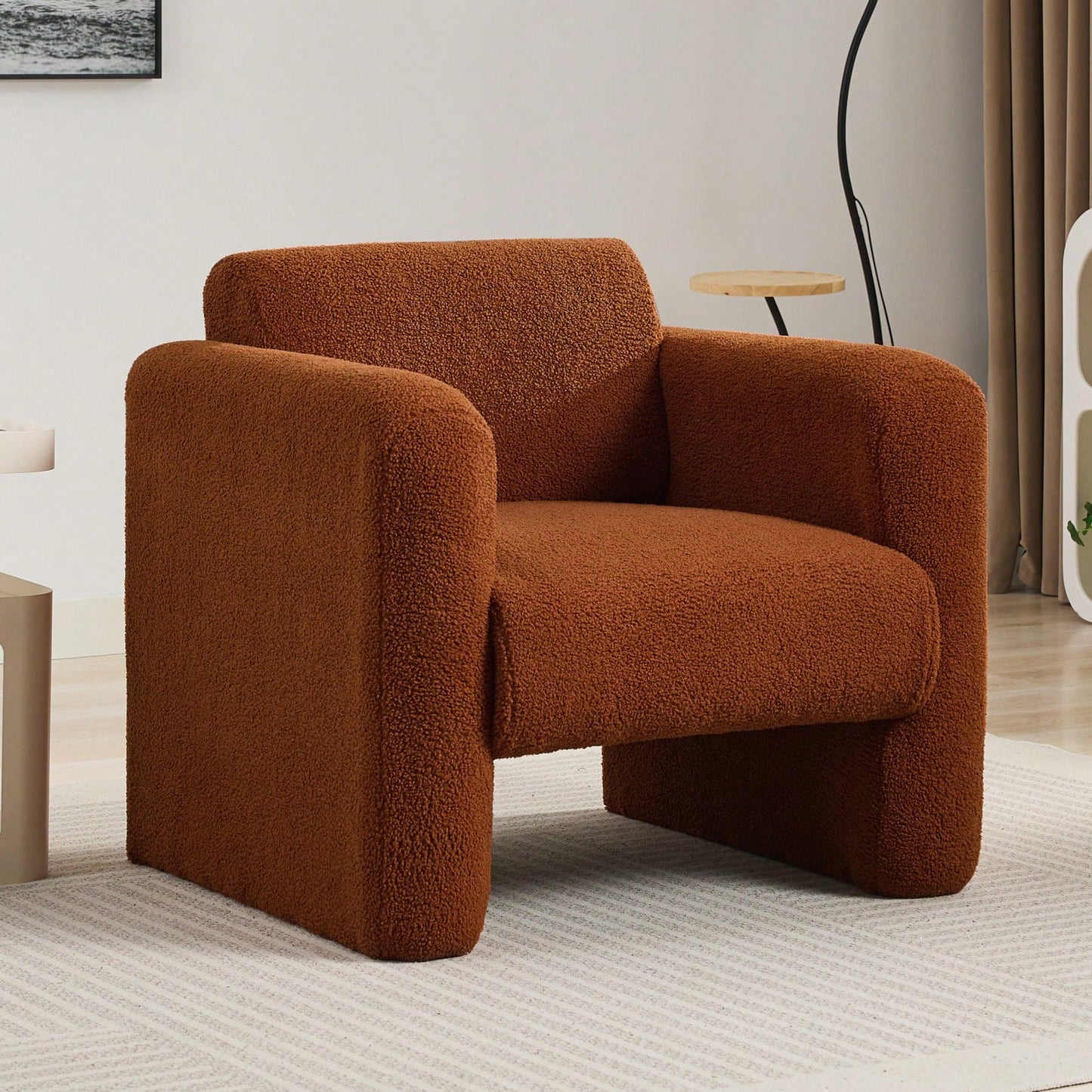 Stylish Accent Chair with Ottoman for Living Room Bedroom Office Soft Padded Armrests and Lumbar Support