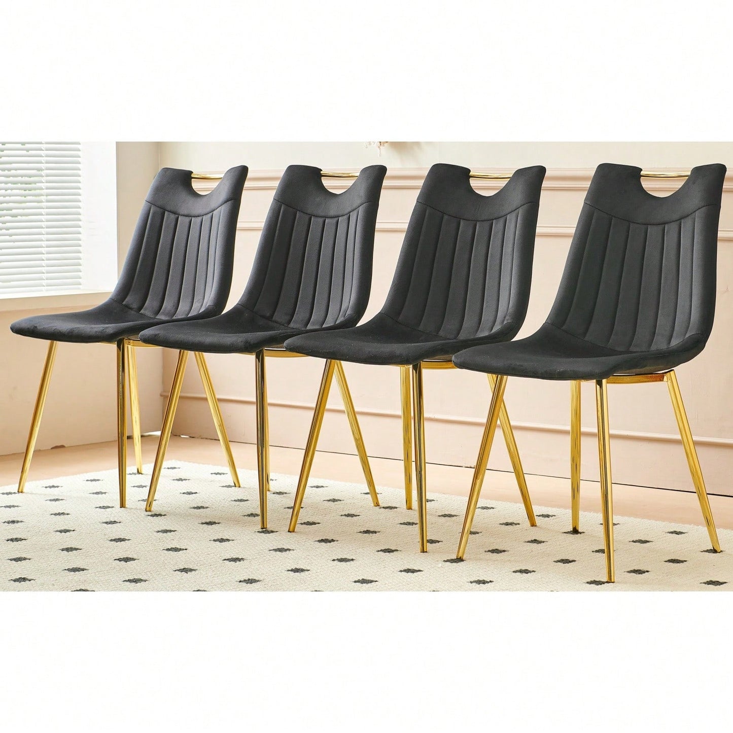 Modern Velvet Dining Chairs Set of 4 with Gold Legs Stylish Upholstered Seats for Living Room Bedroom Office Easy Assembly